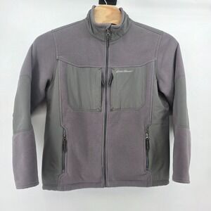 Eddie Bauuer Jacket Mens M Gray Fleece‎ Full Zip Sherpa Linning Pockets Outdoor